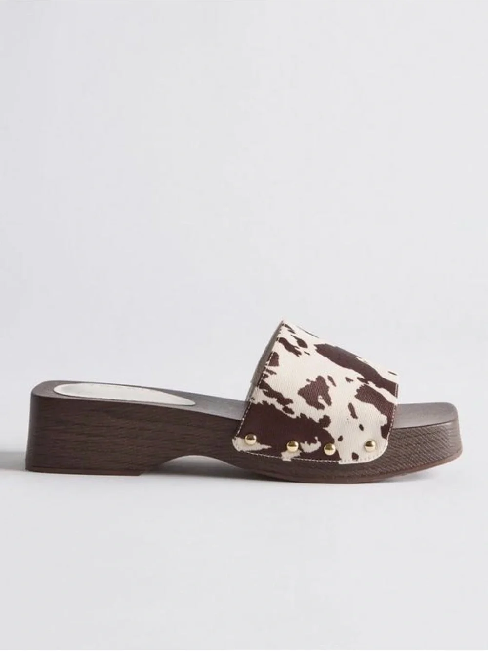 torrid Brown & White Cow-Print Slide Mules - Picture 2 of 4